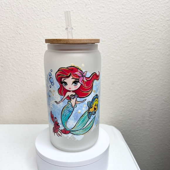 Ariel Little Mermaid Handmade Libbey Glass Cup - Picture 5 of 5